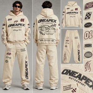 Men's Oversized Hoodie Tracksuit <b>Sets</b> Heavyweight Streetwear Cotton <b>Jogger</b> <b>Matching</b> Sweat Suit Custom Apparel - Product Image 4