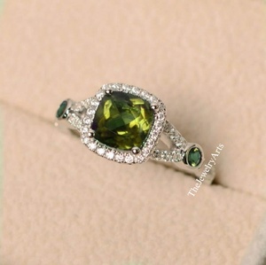 Sultanite <b>Ring</b>-Colours Changing Sultanite <b>Ring</b>-Colours Changing <b>Ring</b>-Sultanite <b>Ring</b>-Silver Sultanite <b>Ring</b>-<b>Cushion</b> Sultanite <b>Ring</b> - Product Image 5