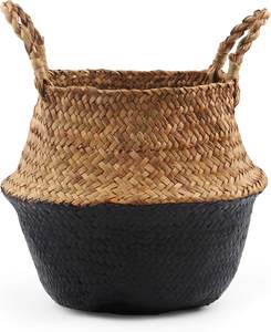 Panier de rangement en jute tissé, grand panier noir naturel tissé à la main, multi-usages pour la lessive, les jouets, les couvertures, le salon - Product Image 3