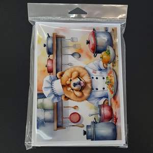 Chow the Chef Whimsical A7 Tamaño 5x7 Tarjetas de notas en blanco Paquete de 8 tarjetas de felicitación con sobres - Product Image 3