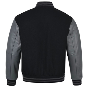 <b>Mens</b> Black Red Eco-Friendly Varsity Jacket Classic Baseball Style Contrast Sleeves Casual Warm Outerwear Everyday Wear Front - Product Image 1