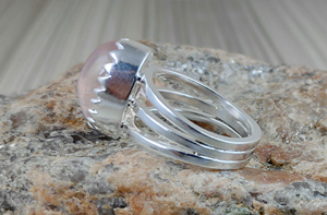 Rose Quartz Oval <b>Ring</b> <b>925</b> Sterling <b>Silver</b> Handmade Promise Jewelry for her bezel setting <b>Ring</b> January Birthstone Jewelry - Product Image 5