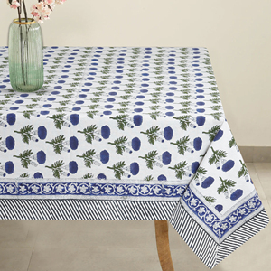 100% Cotton Floral <b>Tablecloth</b> Handmade Printed Table Cover Blue Green Decorative Dining Cloth for Home Hotel <b>Party</b> - Product Image 1