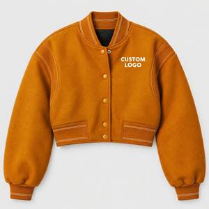 Chaqueta Corta de Streetwear para Mujer, Lavado Ácido, Corte Holgado Personalizado, Manga Larga, Cuello Alto, Estilo Vintage, Prenda Exterior de Algodón para Otoño - Product Image 4