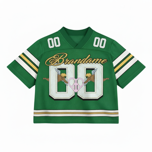 เสื้อฟุตบอลอเมริกันสไตล์เรโทรแบบตาข่ายคุณภาพสูง OEM สั่งทำพิเศษ ทรงโอเวอร์ไซส์ แบบครอป ไซส์พลัส สตรีทแวร์ฤดูร้อน 2026 - Product Image 2
