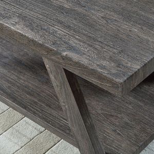 Tavolo Console Contemporaneo in Legno Finitura Grigio Atene, Elegante Tavolino Laterale con Ripiano - Product Image 3