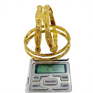 22k <b>Solid</b> <b>Gold</b> <b>Bangle</b> Set for Women Traditional Indian Filigree Flower Design <b>Gold</b> Kada Bracelets Bridal Wedding Jewelry - Product Image 2