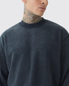Sudadera con Capucha Personalizada OEM con Logotipo Bordado, 450 GSM, Felpa de Algodón Gruesa, Cuello Redondo, para Hombre y Niños - Product Image 5