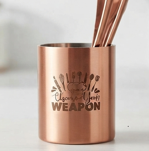 Porta Cubiertos de Metal Color Oro Rosa Grabado, Organizador de Utensilios de Cocina Personalizado - Product Image 3