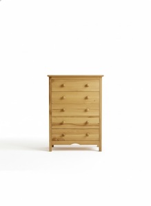 Commode Melitta personnalisée à 5 tiroirs en bois de hêtre, garantie 1 an, modèle pour chambre et salon, couleur naturelle, design moderne, réglable - Product Image 5