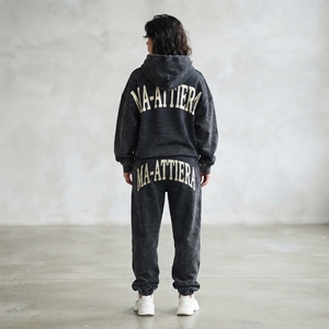 Custom Washed Oversized Hoodie and <b>Jogger</b> Sweatpants Set <b>Women</b> Cotton <b>Fleece</b> Streetwear Tracksuit OEM ODM - Product Image 2