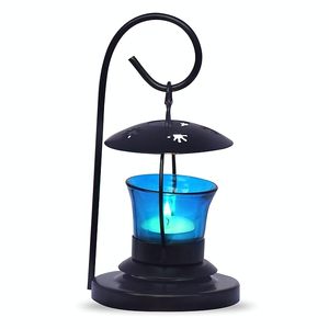 Pure Source India Hard Metal Hanging Lantern with <b>Tea</b> <b>Candle</b> Holder Decorative Vintage Lantern for Home Outdoor - Product Image 1