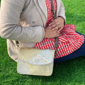 กระเป๋าสะพายไหล่หนังเนื้อโลหะขนสัตว์สไตล์ตะวันตกใหม่คุณภาพสูงหนังขนสัตว์โลหะแท้กระเป๋าถือด้านข้าง - Product Image 2