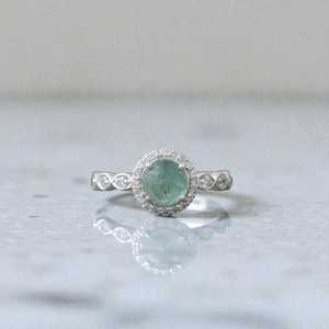 Green Strawberry <b>Quartz</b> IGI Certified 925 Sterling Silver 14K Gold Plated Vintage Halo Promise Engagement <b>Ring</b> for Women - Product Image 3