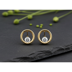 Fabricant de boucles d'oreilles clous circulaires en or 10 carats personnalisées en gros, boucles d'oreilles minimalistes en diamants de laboratoire VVS1 - Product Image 4