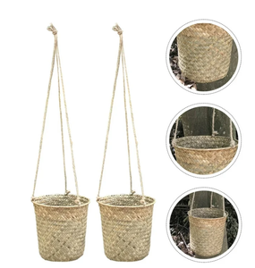 Macetas de Almacenamiento de Mimbre de Estilo Retro, Hechas a Mano en Vietnam, Ecológicas, con Asas - Product Image 3