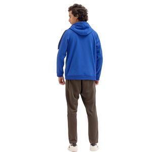 Sudadera con capucha de color azul para hombre, sudadera de invierno con bolsillo Formal de algodón y cremallera Colorblock - Product Image 4
