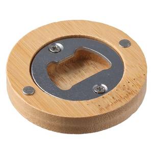Ouvre-bouteille en bois gravé au laser personnalisé, écologique et portable, avec bouteille ronde en bambou et aimant - Product Image 2