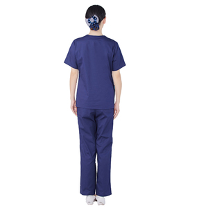 Uniformes Médicos para Mujer 2026, Blusa Azul Marino con Ribete Rosa y Azul, Cuello en V, Manga Corta, para Uso Hospitalario - Product Image 3