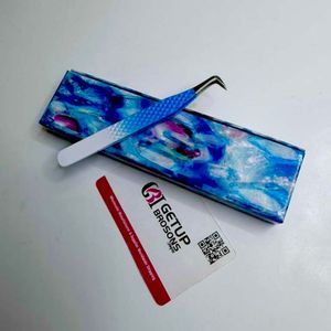 GETUP BROSONS 90 Degree Blue Stainless Steel Eyelash Tweezers <b>Precision</b> <b>Tool</b> with Custom Logo Packaging - Product Image 4