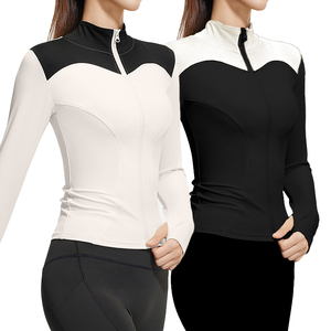 Veste de sport unie pour la gym et le yoga avec poches, veste de yoga blanche pour l'entraînement matinal, veste de yoga slim à séchage rapide - Product Image 1