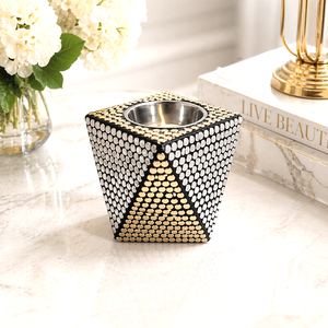 Portavelas de Mosaico de Lujo, Cuadrado, Metálico, con Tachuelas, para Velas de Té, Decoración para el Hogar, Centro de Mesa, Artículo de Regalo, Diseño Moderno - Product Image 1