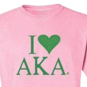 Camiseta I Love AKA con estampado gráfico de corazón verde y rosa claro, cuello redondo, algodón, informal, para hermandad, manga corta - Product Image 3