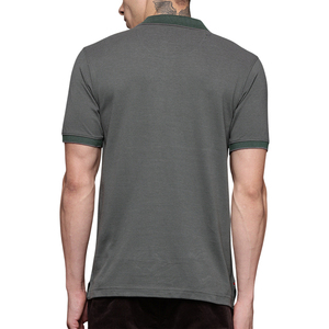 Polo à manches courtes gris foncé pour homme, en coton piqué respirant, tricoté, couleur unie, coupe classique - Product Image 1