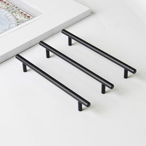 Poignée de meuble moderne minimaliste en fer en forme de T, finition noire, durable, pour armoires de cuisine, salle à manger, tiroirs et commodes - Product Image 1