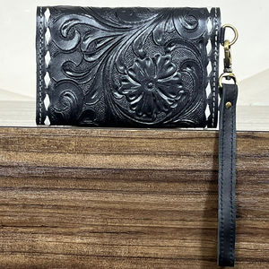Factory Direct Fashion Western Style Genuine Cowhide Leather Cowgirl Wallet Floral Pattern <b>Wristlet</b> Clutch for Travel Organizers - Product Image 5