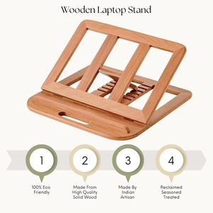 Solid Wood Tripod Laptop <b>Stand</b> Adjustable Height Foldable Design Ergonomic Eco-Friendly Portable <b>for</b> Laptops & <b>Tablets</b> - Product Image 4