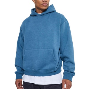Sudadera con capucha de gran tamaño recortada lavada con ácido de peso pesado, jersey liso de alta calidad, sudaderas holgadas de algodón con hombros caídos para hombres 2026 - Product Image 1