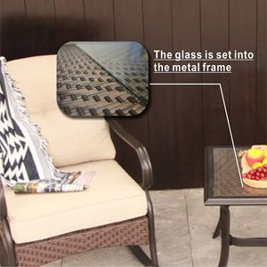 H18.91 Outdoor Patio Garden Wicker Table with Tempered Glass Top <b>Side</b> Table - Product Image 2