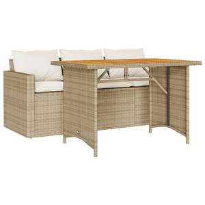 Conjunto de Comedor de Jardín de Ratán Sintético PE Beige de 3 Plazas, Resistente a los Rayos UV, Cómodo y Elegante - Product Image 2