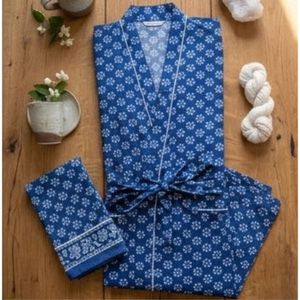 Bata de Algodón 100% con Estampado Floral para Mujer, Cuello en V, Manga Tres Cuartos, Larga, Suave, Informal, para Primavera, Superventas - Product Image 5