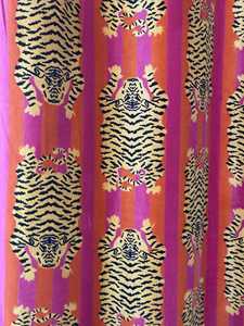 Hot Pink Orange Striped Velvet Tiger Curtains Maximalist Eclectic Drapes Kitsch Jungle Home Decor Custom Size 100% cotton - Product Image 3