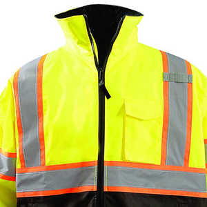 Unisex High Visibility Safety Jacket Hooded Fleece Lined Windproof Quick Dry Reflective <b>Thick</b> <b>Winter</b> <b>Coat</b> - Product Image 3