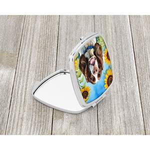 Miroir de maquillage de voyage compact pour femmes filles Springer Spaniel Tournesols Décoratif Pliant Poche Idées cadeaux - Product Image 2