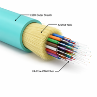 Kabel Serat Optik Multimode OM4 24 Core untuk Dalam Ruangan dengan Jaket LSZH, Kabel Pusat Data Tahan Api GB/T 18380.33