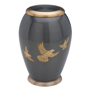 Urnes funéraires en aluminium de forme unique pour adultes, avec bande gravée, finition polie et finition à la flamme orange, pour cendres humaines. - Product Image 4