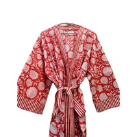 Kimono Wanita Katun Murni, Pakaian Tidur Musim Panas, Gaun Pantai, Kerah V, Gaya India, Pinggang Elastis, Bernapas, Untuk Penggunaan Sehari-hari