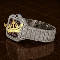 Montre Classique de Luxe pour Homme en Acier Inoxydable, Sertie de Moissanite et Diamants VVS, Mouvement à Quartz, Édition Limitée