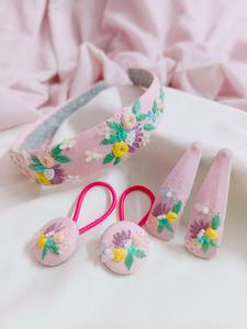 Lazos para el Cabello de Tela Bordados a Mano con Motivos Florales, Lazos Textiles Suaves para Bebés, Niños y Accesorios de Boutique - Product Image 5