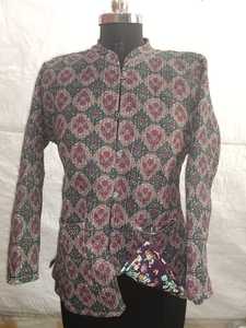 Veste matelassée réversible en coton faite à la main pour femme, imprimé floral vintage, style boutique, vêtement d'extérieur d'hiver, fabricant - Product Image 2