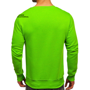 Pull à col rond boutonné unisexe vert, en coton 100 %, coupe classique, tricoté, décontracté, pour l'hiver - Product Image 2