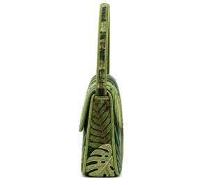 <b>Green</b> Beaded Tropical Leaf Monstera Handmade Bohemian Lightweight Eco-Friendly <b>Evening</b> Clutch Shoulder <b>Bag</b> Vacation Resort - Product Image 1