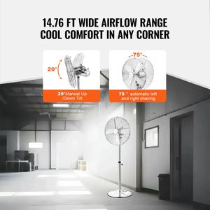 Ventilatore Industriale a Piantana da 16 Pollici con Oscillazione a 75 Gradi, Altezza Regolabile, 3 Velocità, Alta Potenza, Spina USA per Hotel - Product Image 4