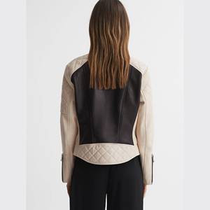 Blousons en cuir pour femmes et hommes, style motard, avec broderie lettres, en cuir PU véritable, vente en gros - Product Image 6