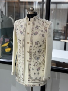 Luxury Ivory Floral Embroidered Indo Western Sherwani Suit for <b>Men</b> Premium Wedding Reception Designer <b>Kurta</b> Set with Jacket - Product Image 3