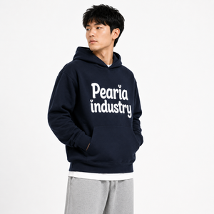 Mens <b>Navy</b> Hooded <b>Sweatshirt</b> Letter Print Pullover Hoodie with Pocket Casual Streetwear 100% Cotton Loose Fit Winter Knitted - Product Image 3